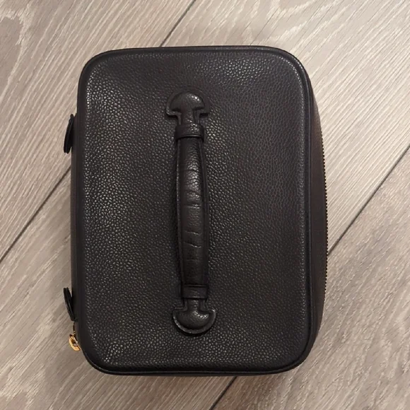 CHANEL Vintage Black Caviar Leather Vanity Pouch Top Handle - Picture 3 of 13